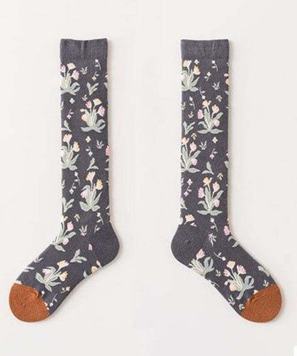 Boho Red Print Over The Calf Socks